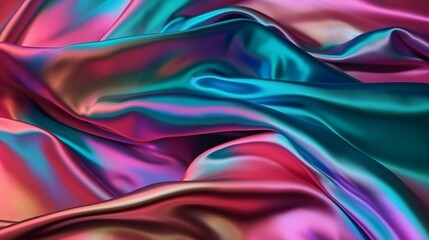 Obraz premium holographic iridescent satin foil background. Generative AI