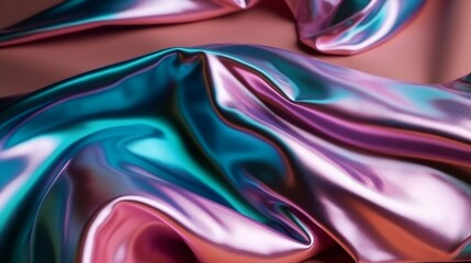 Obraz premium holographic iridescent satin foil background. Generative AI