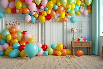Fototapeta na wymiar balloon decoration wall party at home party kids more Ornament Photography
