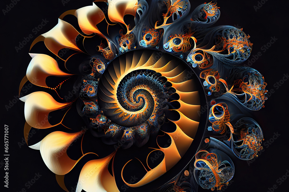 Poster abstract fractal patterns and shapes infinite universemysterious psychedelic relaxation pattern dyna