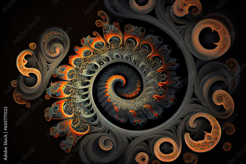 Poster abstract fractal patterns and shapes infinite universemysterious psychedelic relaxation pattern dyna