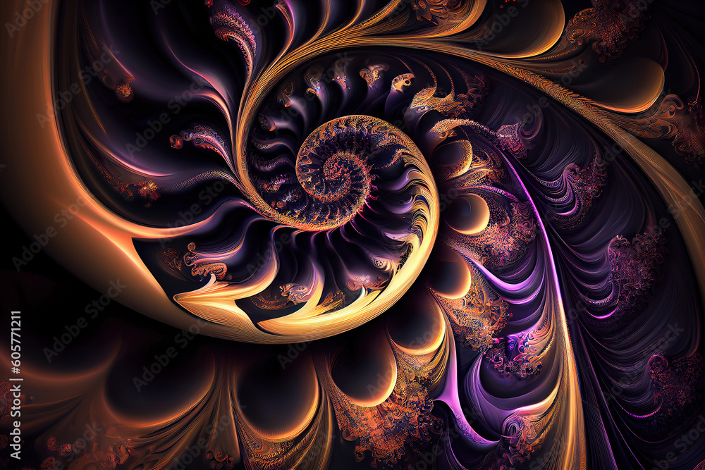 Poster imaginatory fractal abstract background image. generative ai
