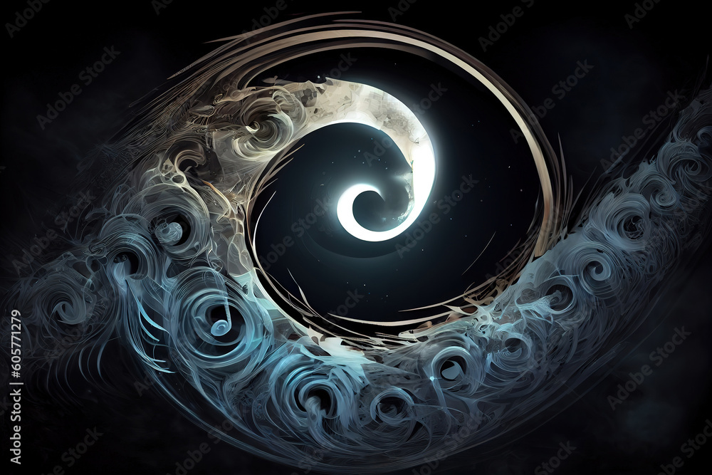 Poster psychic wave pattern emanating from a music note. generative ai