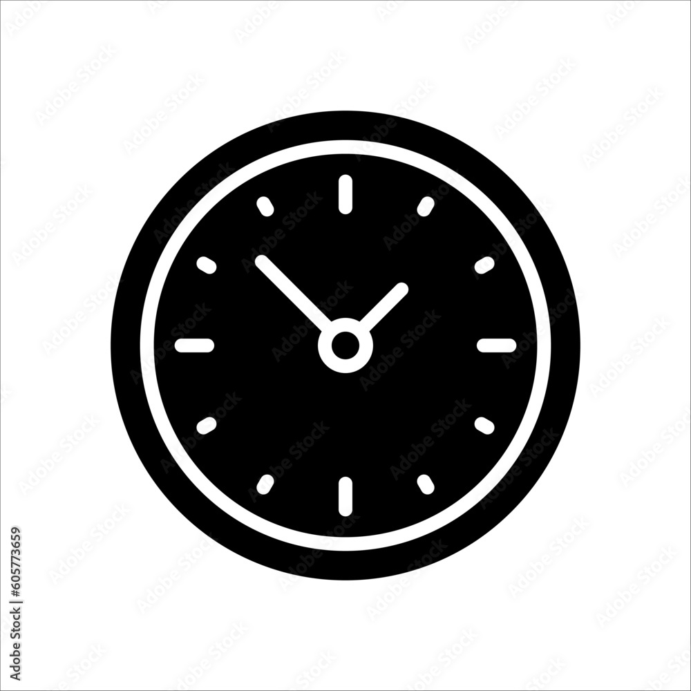 Poster solid vector icon for clock which can be used various design projects.