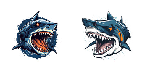 Shark head cartoon logo. Vector illustration.
