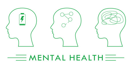 Set of mental health icons with head