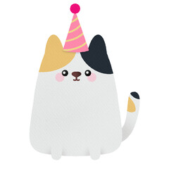 cute calico cat wearing party hat