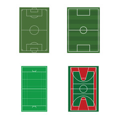 Set of sports grounds - football, basketball, rugby. Sports arenas. Vector