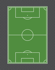 Football field on transparent background. Sports illustration of soccer field. Flat. Vector