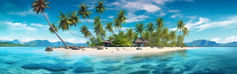 Obraz na płótnie Canvas Island and palm trees, generative AI