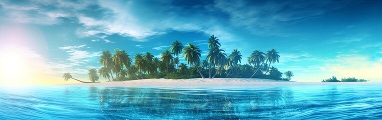 Island and palm trees, generative AI