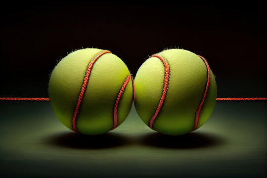 two tennis balls on the strings. Generative Ai