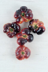 Ripe salad tomatoes on  white background