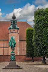 Copenhagen, Denmark - September 14, 2010: Peder Griffenfeld by Carl Martin-Hansen green bronze...