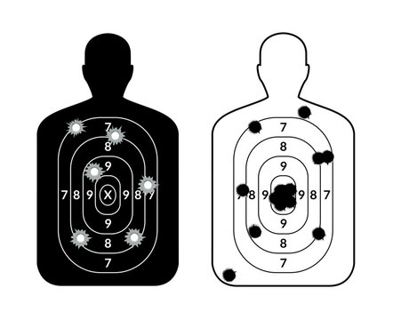 Shoot target human gun board. Aim person target body, head black shot board