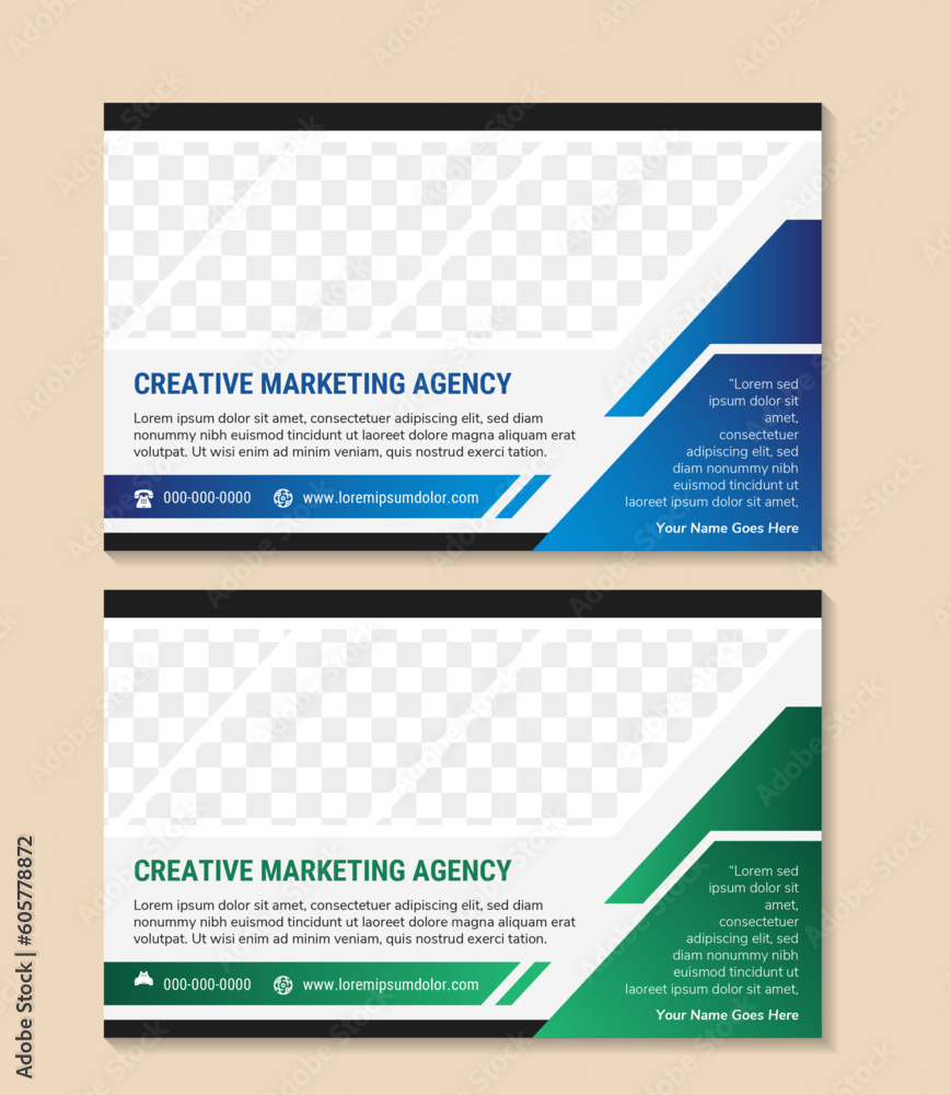 Poster abstract banner design web template set, horizontal header web banner. modern geometric blue and gre