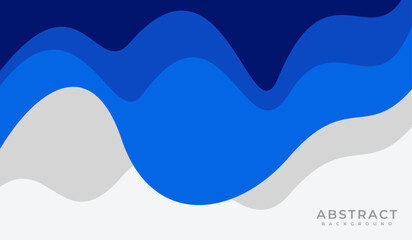 Abstract banner background wavy curves with blue and silver