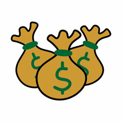 money in a brown bag illustration 