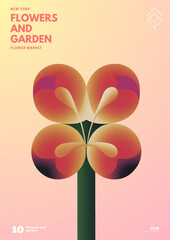 Abstract modern floral graphics poster Generative AI