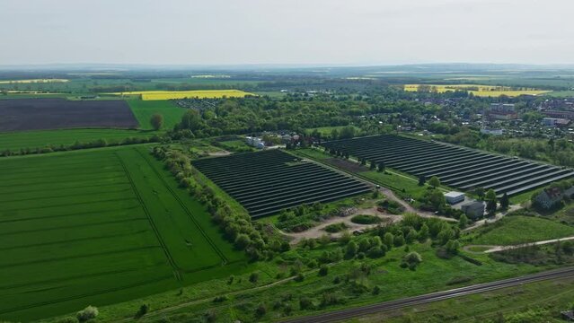 Aerial view of Solar Farm, Oschersleben , Germany