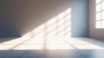Light blue empty wall and smooth floor with interesting light glare. Background for the presentation