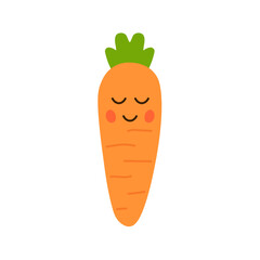 Cute carrot vector cartoon icon character. Easter flat cute carrot illustration background.