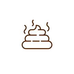 Fototapeta premium Pet poop line icon dog excrement. Poo shit outline vector comic animal cartoon dirty smelly stinky poop design.