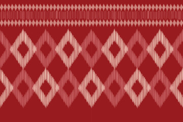 Ethnic Ikat fabric pattern geometric style.African Ikat embroidery Ethnic oriental pattern red background. Abstract,vector,illustration.For texture,clothing,scraf,decoration,carpet,silk.