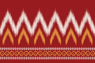 Ethnic Ikat fabric pattern geometric style.African Ikat embroidery Ethnic oriental pattern red background. Abstract,vector,illustration.For texture,clothing,scraf,decoration,carpet,silk.