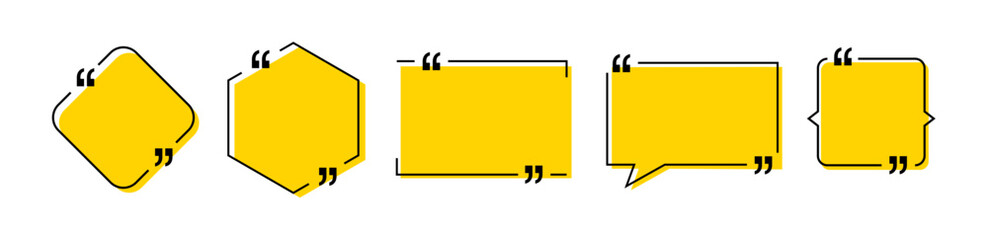 Quote vector bubbles text dialog message comment memo box. Quote bubble template speech frame chat dialogue information