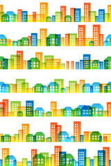 Cityscape colorful decorations.