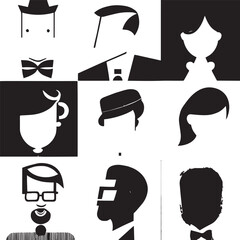 set of people design black