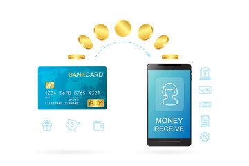 Money transfer or online banking conceptual vector illustration.