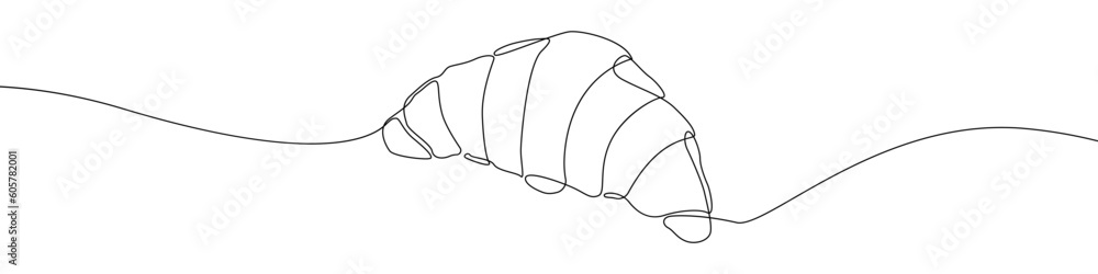 Poster croissant icon line continuous drawing vector. one line croissant icon vector background. croissant 