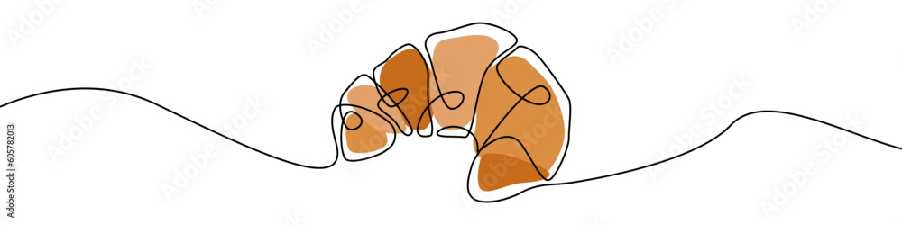 Poster croissant icon line continuous drawing vector. one line croissant icon vector background. croissant 