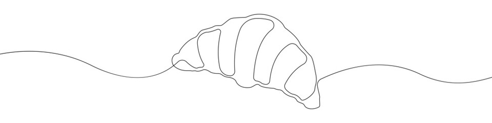 Croissant icon line continuous drawing vector. One line Croissant icon vector background. Croissant pastry icon. Continuous outline of a French style croissant icon.