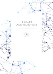 Structure of particles or molecules. Connected line and dots.