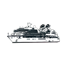 Color sketch of a cruise ship with transparent background
