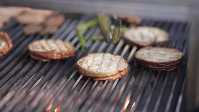 cook cooking kokorec at barbecue. 