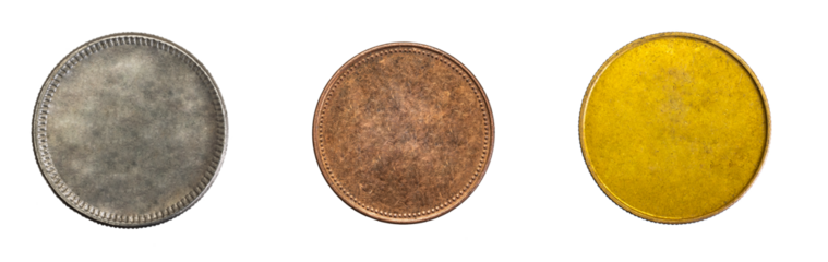 old empty copper coin on a transparent isolated background. png
