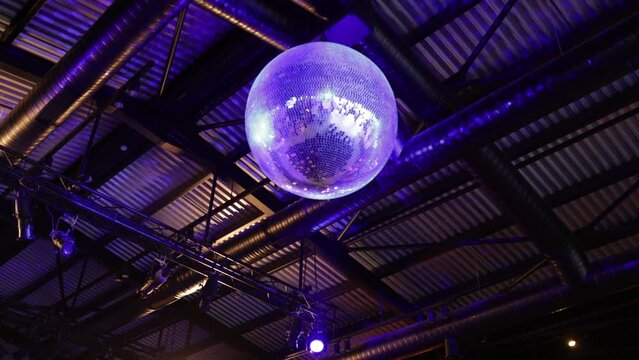 event concert venue. ceiling light fixture and disco ball