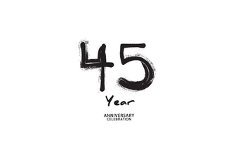 45 year anniversary celebration logotype on white background for poster, banner, flyer, invitations or greeting card, 45 number logo design, 45th Birthday invitation, anniversary vector template