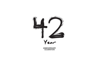 42 year anniversary celebration logotype on white background for poster, banner, flyer, invitations or greeting card, 42 number logo design, 42th Birthday invitation, anniversary vector template