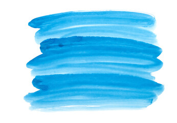 Watercolor. Blue abstract painted ink strokes set on watercolor paper.
