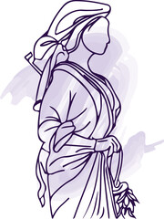 Indian farmer line art vector silhouette