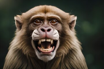 close up of a funny baboon on transparent background 