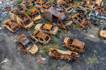 Ukrainian War - Destroyed Cars in Butscha