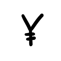 Scribble currency money finance sign icon Yen Yuan Jena JPY. Vector illustration in hand drawn cartoon doodle style isolated on white background. For typography, logo, card, banks.