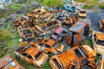 Ukrainian War - Destroyed Cars in Butscha