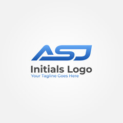 ASJ Initial Logo Vector Design With Blue Gradient Color